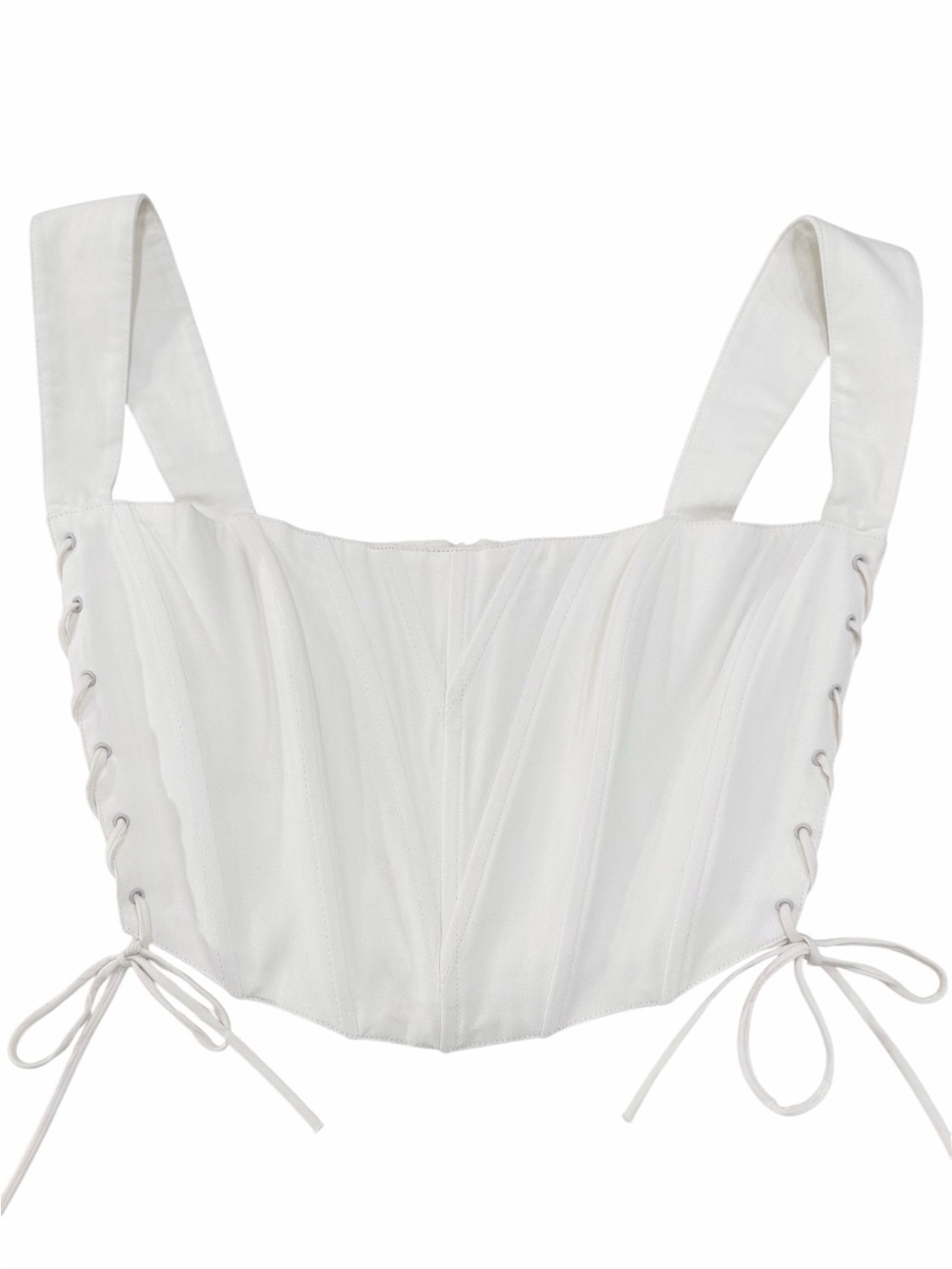 Lace-Up Corset Bustier Top Off White Ivory Structured Y2K GUIZIO Danielle Guizio